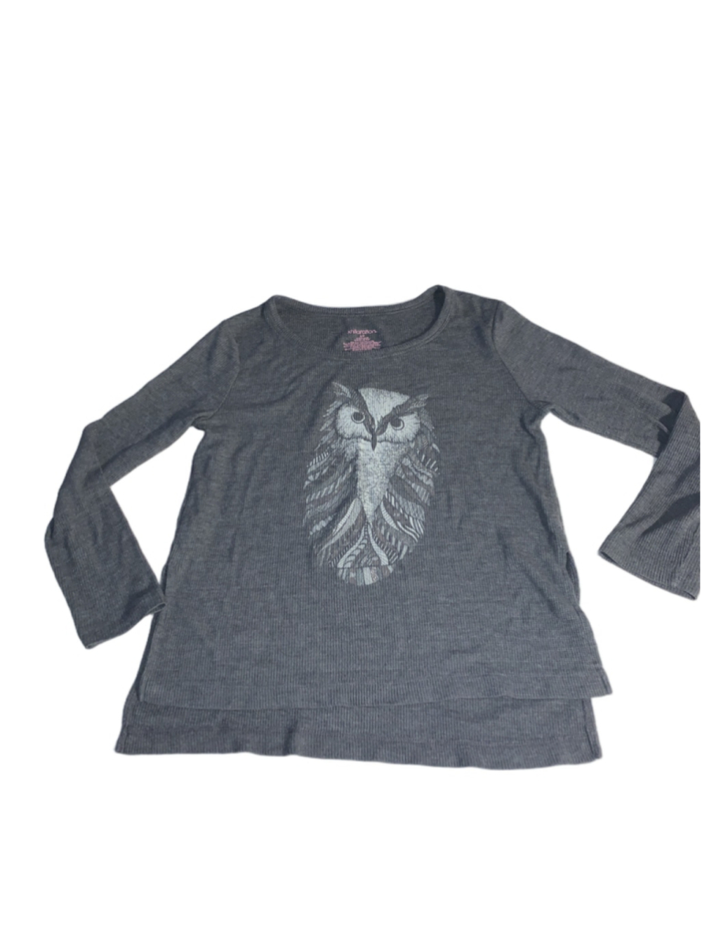Women's Xhilaration Gray Owl Print Long Sleeve Pajama Top S